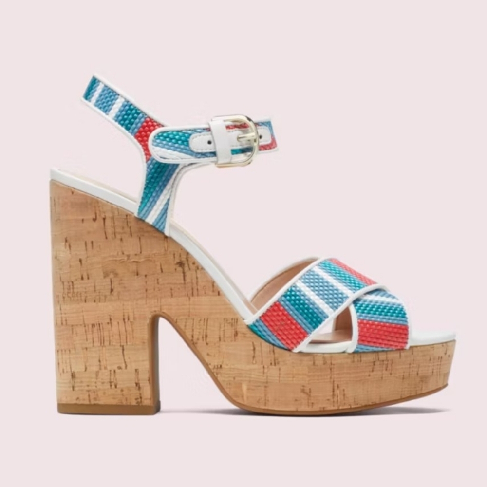Kate Spade New York Grace Striped Platform Sandal Women's Size 6.5 - Picture 9 of 9